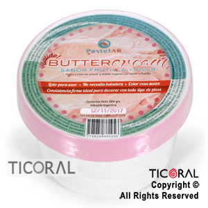 BUTTERCREAM CREMA VEGETAL SABOR FRUTILLA LISTA PARA USAR 1 X 360GR